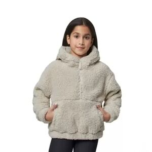 ⭐2 FOR $20 ⭐ Mondetta Girls Kids M Sherpa Faux Fur Hooded Quarter Zip Sweater